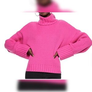 Nine West Wool-Blend Cuff-Sleeve Turtleneck Sweater - Sz L - NWT